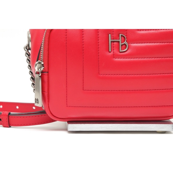 HENRI BENDEL Red Leather Quilted Belt Bag Gunmetal Hardware Credit Cards NEW - Picture 4 of 10